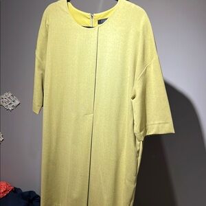 COS Lime Green Yellow Sheath Dress with Dolman Sleeves
